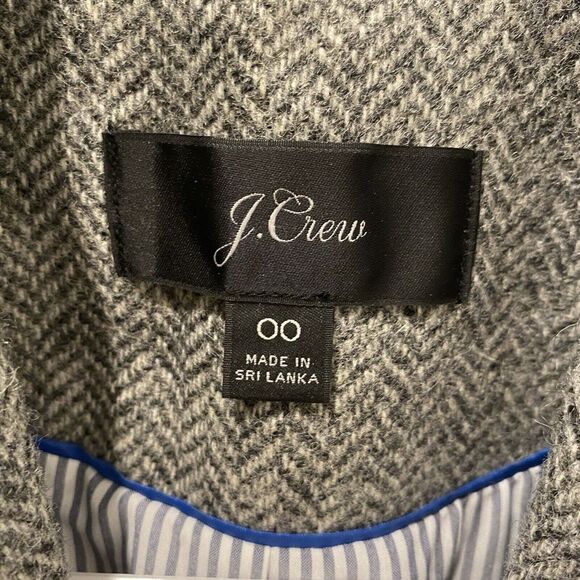 JCrew Womens Size 0 Gray Wool Tweed Herringbone Jacket Blazer - Picture 5 of 7